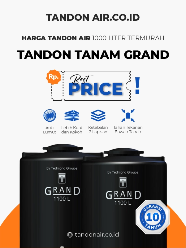 Harga Tandon Air 1000 Liter Tanam Grand