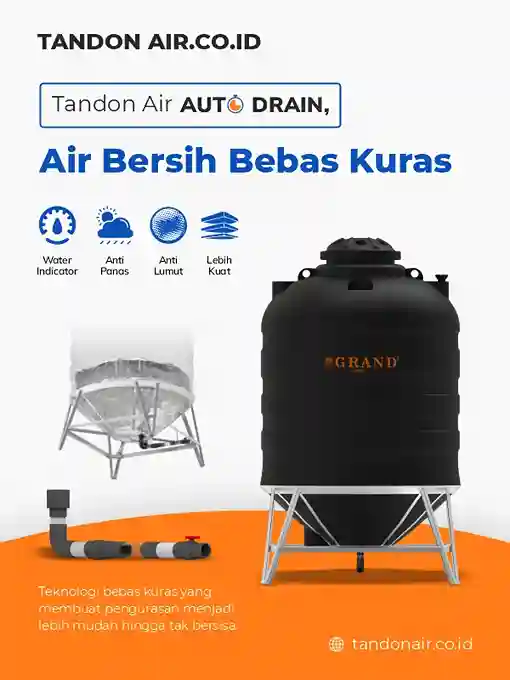 Tandon Air Auto Drain Air Bersih Bebas Kuras