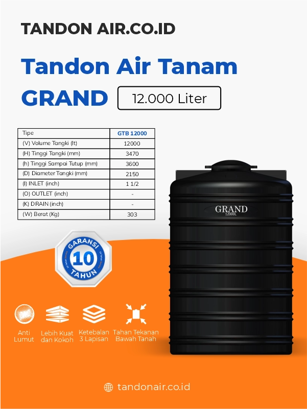 Tandon Air Tanam Grand 12000 L