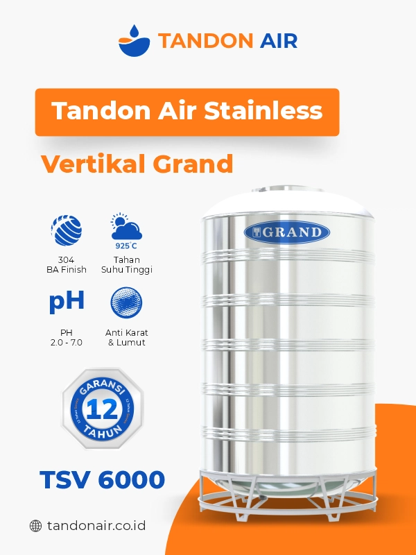 Tandon Air Stainless Vertikal 5000 Liter