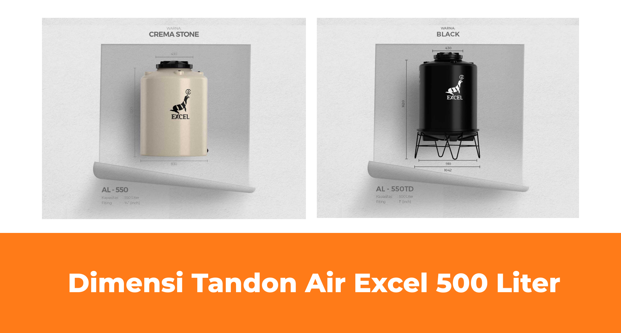 Dimensi Tandon Air Excel 500 Liter