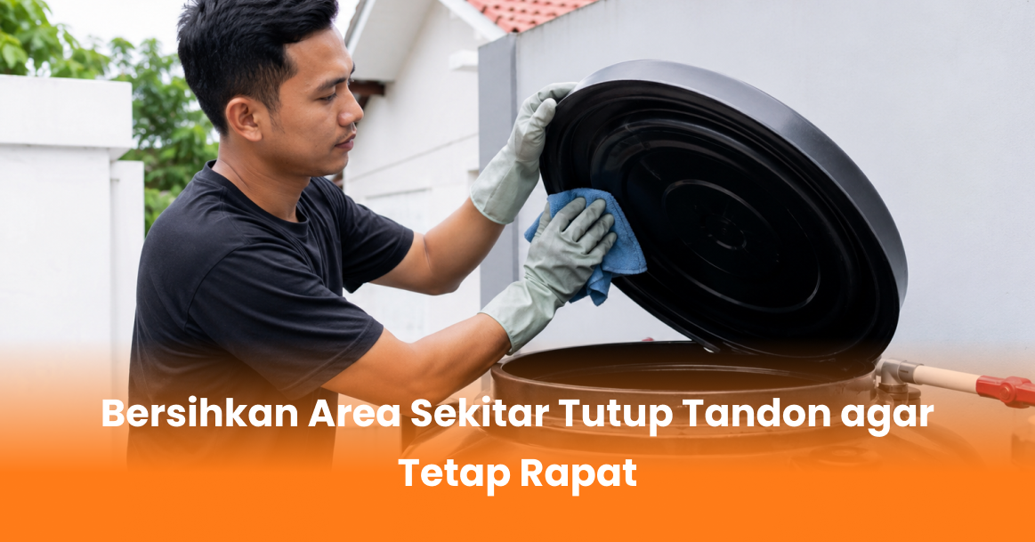 Bersihkan Area Sekitar Tutup Tandon agar Tetap Rapat